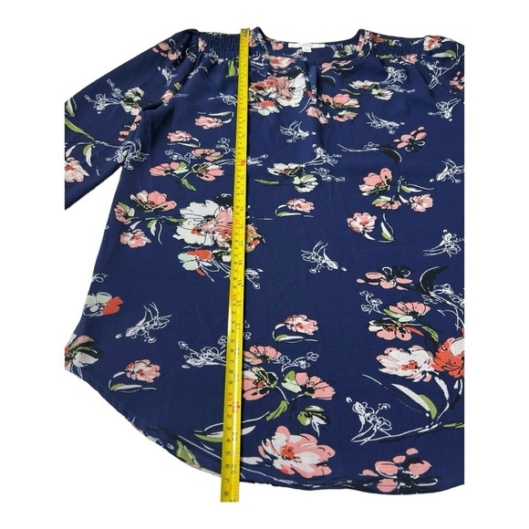 Navy Coral Floral Kenmore Splitneck Popover Blouse by Fun2Fun Stitchfix NWOT - Picture 13 of 16